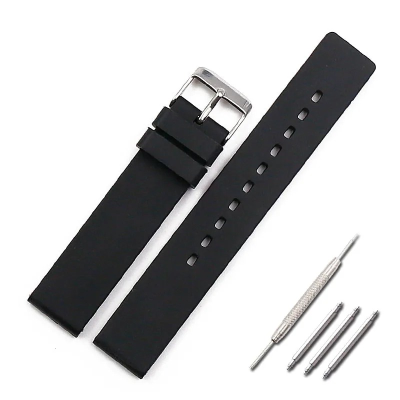 

Silicone strap men's watch accessories pin buckle 18mm outdoor sports waterproof strap women watch band