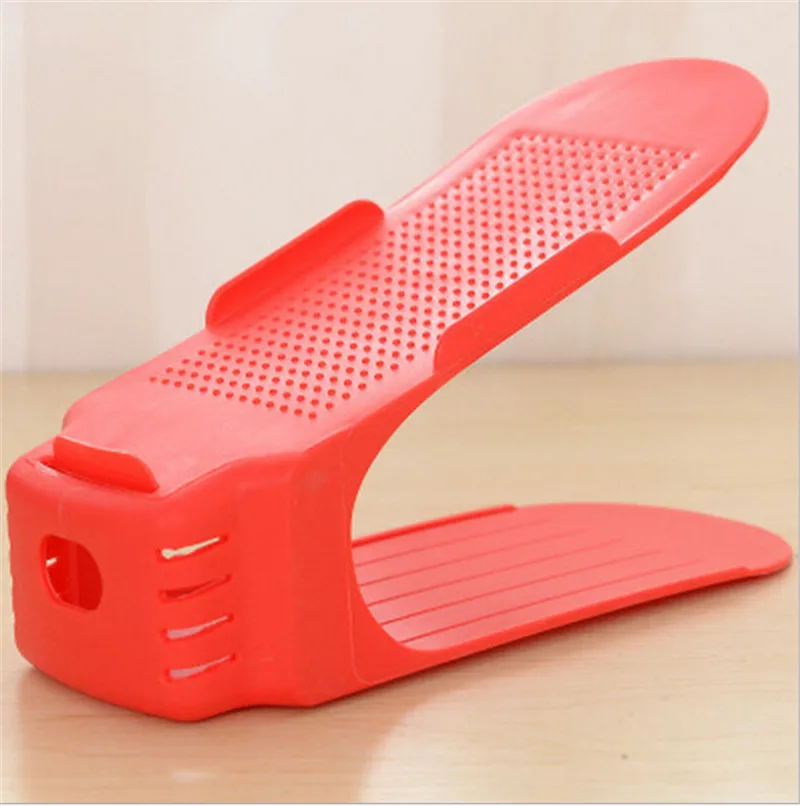 Новая популярная обувь, 1 шт., стеллажи, Современная двойная стойка для хранения обуви, удобная стойка для обуви в гостиной, органайзер для обуви, подставка, полка - Цвет: Красный