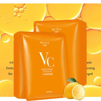 Mascarilla facial de vitamina C para el cuidado de la piel, máscara facial de hoja v c, mascarilla facial coreana blanqueadora, belleza y salud para mujeres