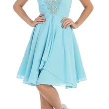 Изготовленные на заказ трапециевидные милые небесно-голубые Коралловые платья для выпускного вечера короткие шифоновые недорогое короткое платье для выпускного платья для маленьких девочек