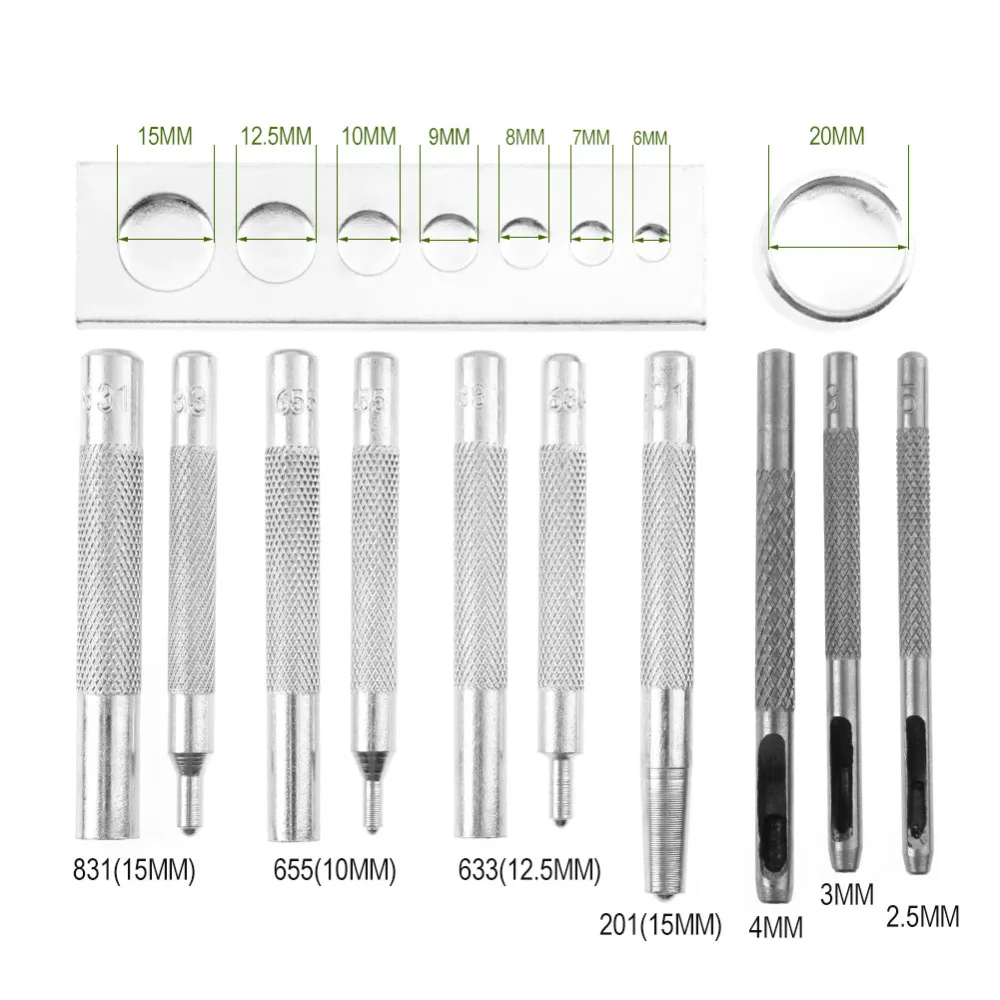 4/11/12 шт. Металл Кожа Craft Tool Die Дырокол оснастки заклепки застежка кнопка сеттер