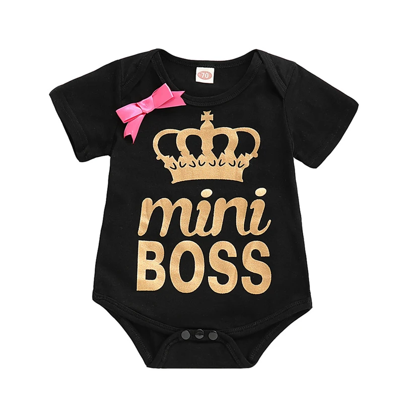 

Newborn Infant Baby Girls Crown Letter Printed Bow-knot Bodysuit Romper Summer Sisters Matching Conjoined Clothes 0-18 Month A20