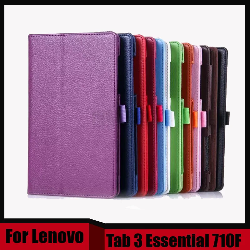 

3 in 1 New Stand Litchi Pu leather case cover for Lenovo Tab3 7 Essential Tab 3 710F 710I tablet pc + Stylus + Screen Film