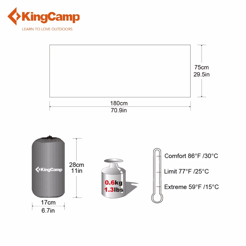 Флисовый спальный мешок KingCamp для взрослых Одноместный конверт на весну и осень