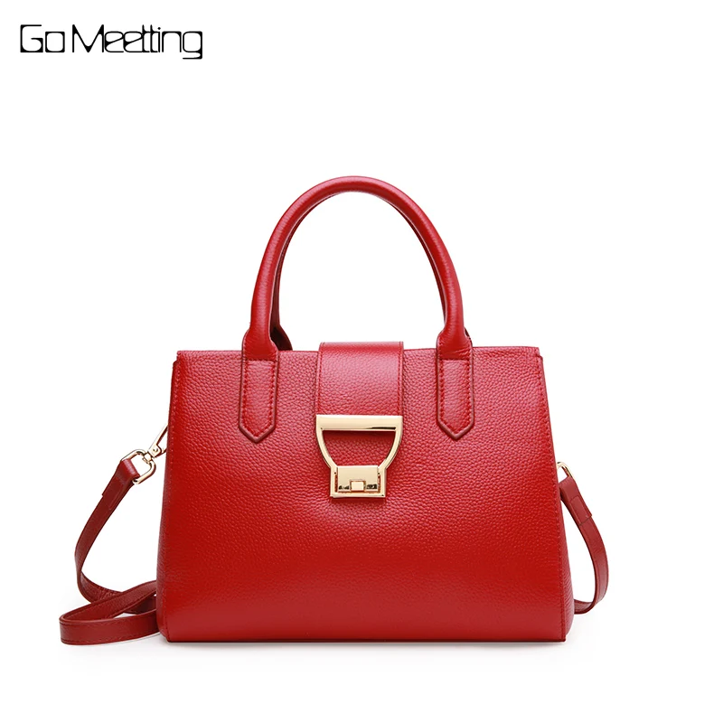

Go Meetting Fashion Brand 100% Genuine Leather Women Handbags Fashion Lock Messenger Bags High Quality Real Cowskin Shoulder Bag
