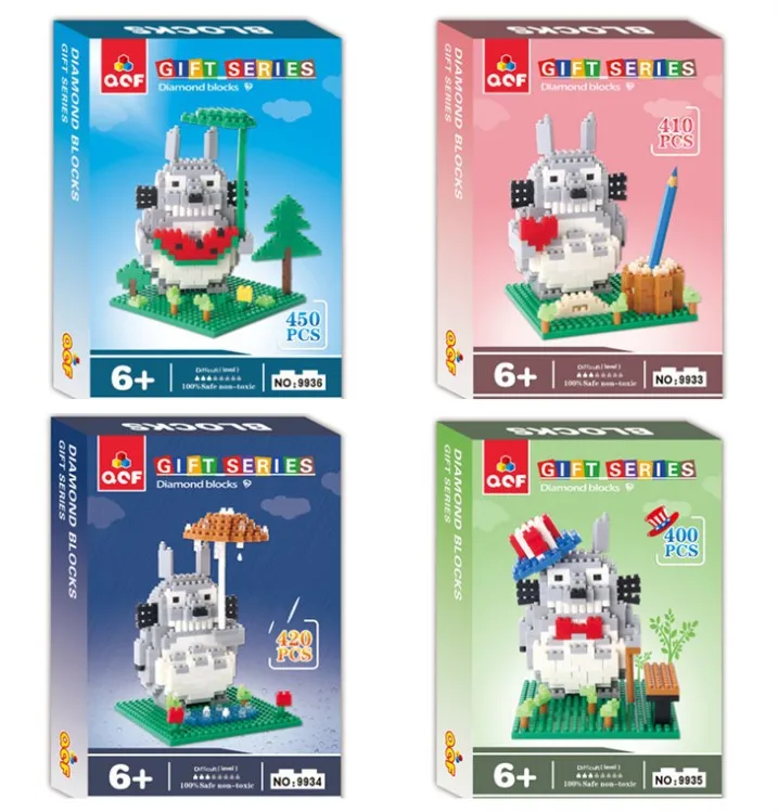 QCF Diamond Blocks Japanese Anime DIY Building Bricks Totoro Auction Figure Micro Brinquedos Kids toys Girls 9933-9936 | Игрушки и хобби