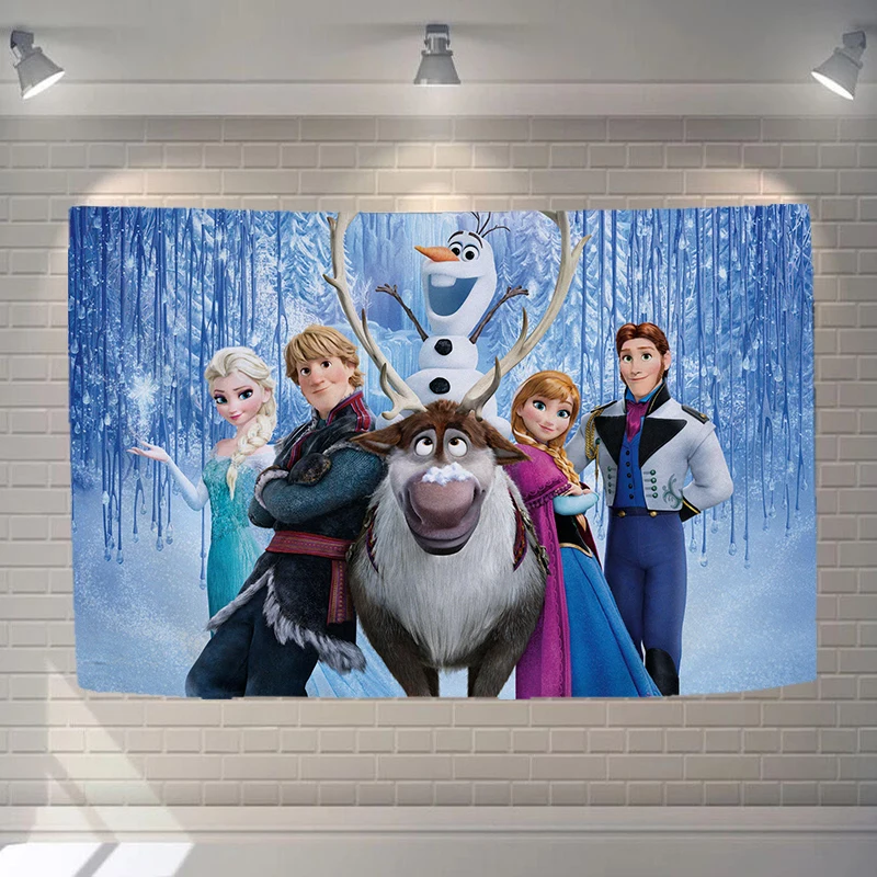 

Cartoon Anime Pattern Ice Cold Movie Background Cloth Girl Heart Bedroom Decor Children's Room Set Tapestry