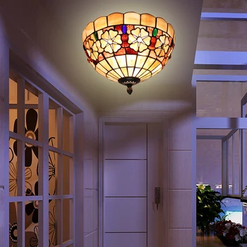 

12inch Tiffany Mediterranean style natural shell ceiling lights lustres night light led lamp floor bar home lighting