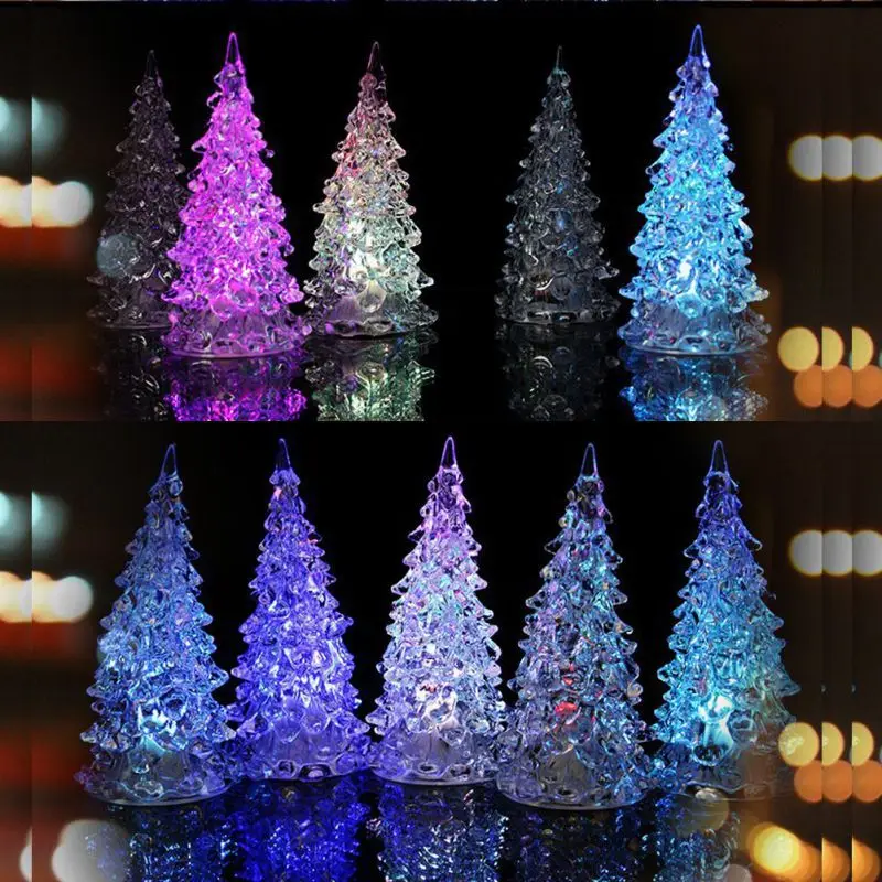 Светодиодный светильник на батарейках, Рождественская елка, Новогоднее украшение, подарок, праздничные, вечерние, меняющий Ночной светильник, настольная столешница