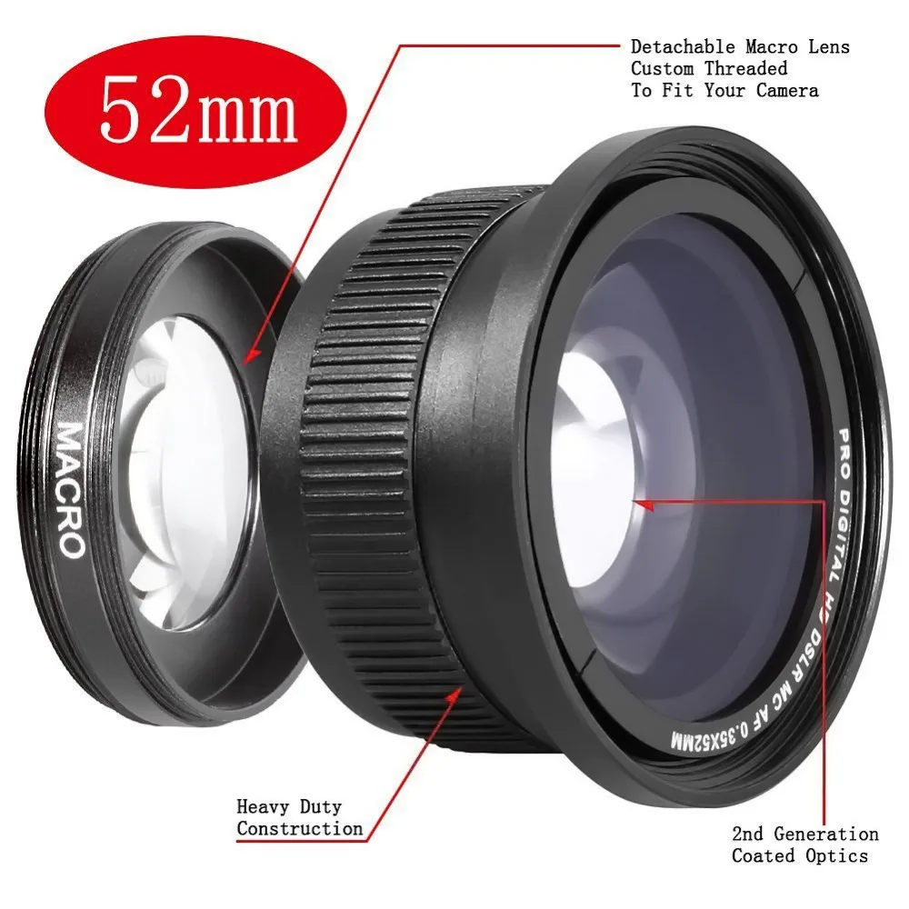 Neewer 52mm 0.35x Super Fisheye Wide Angle Lens For 52 Mm Nikon D7200 D7100  D5200 D5100 D5000 D3100 D90 D60 With 18-55mm Lens - Camera Filters -  AliExpress