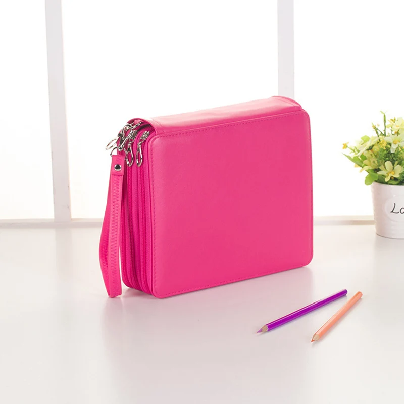 

168 Holes Portable PU Leather School Pencils Case Large Capacity Pencil Bag For Colored Pencils Watercolor Art Supplies