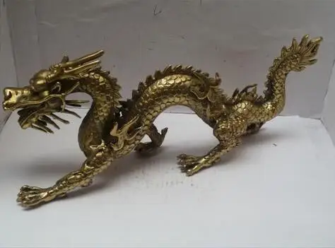 Exquisite copper brass household long 11 inch metal crafts home decoration brass Chinese carved dragon statue dragon sculpture Jewelry Findings