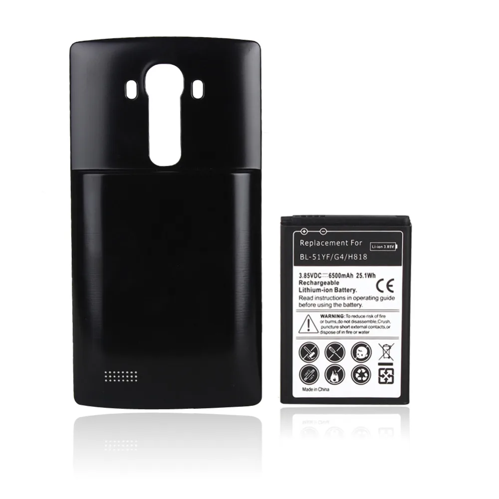 

For LG G4 H818 6500mah Li-ion Extend Thicker Battery +Black Back Cover Case H818 BL-51YF Phone Rechargeable Backup batteria