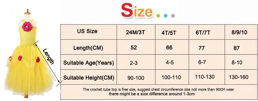 Yellow Princess Belle Tutu Dress The Beauty and the Beast Inspired Girls Birthday Party Dress Kids Photo Cosplay Costumes Vestidos (8)