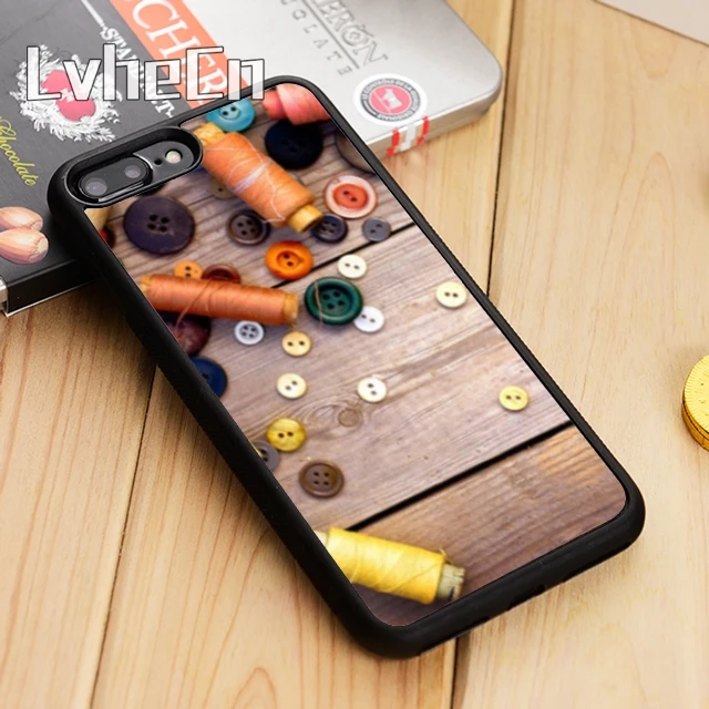 Чехол для телефона LvheCn с нитками и пуговицами iPhone 5 6 s 7 8 plus 11 12 Pro X XR XS Max Samsung Galaxy S6 S7