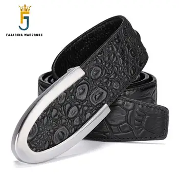 

FAJARINA Men's Belt Cow Genuine Leather Male Strap Cowhide Belts Mens Cowskin Belt Smooth Buckle Waist Belt Gift for Men LUFJ517