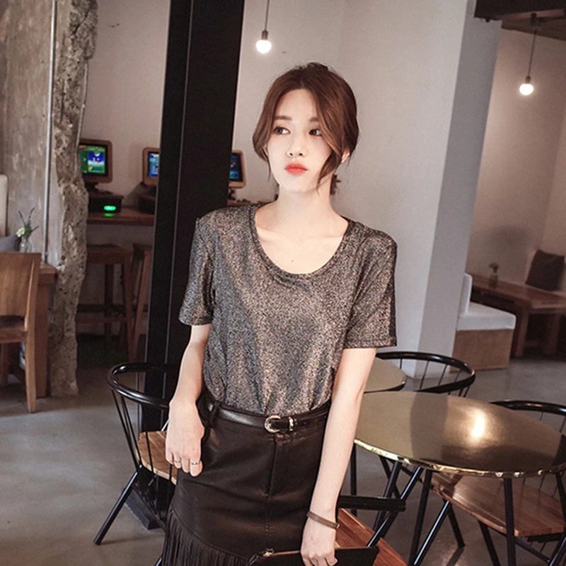 camisetas brillantes mujer