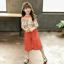 Summer Children's Clothing Girls 2019 Chiffon Ruffle Top+Pants Fashion Girls Clothes Set Teenage Girls Kids Clothing