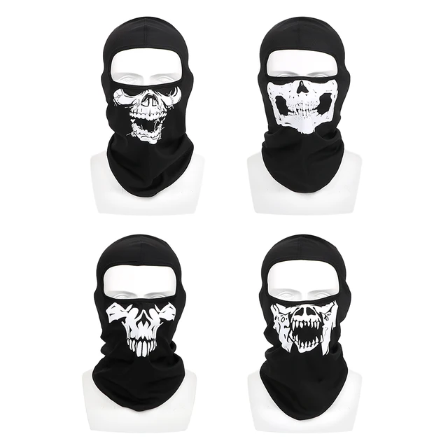 Motorcycle Bike Windproof Mask Balaclava Winter Ski Mask Breathable Full Face Mask Unisex Halloween Ghost Skull Outdoor Sports