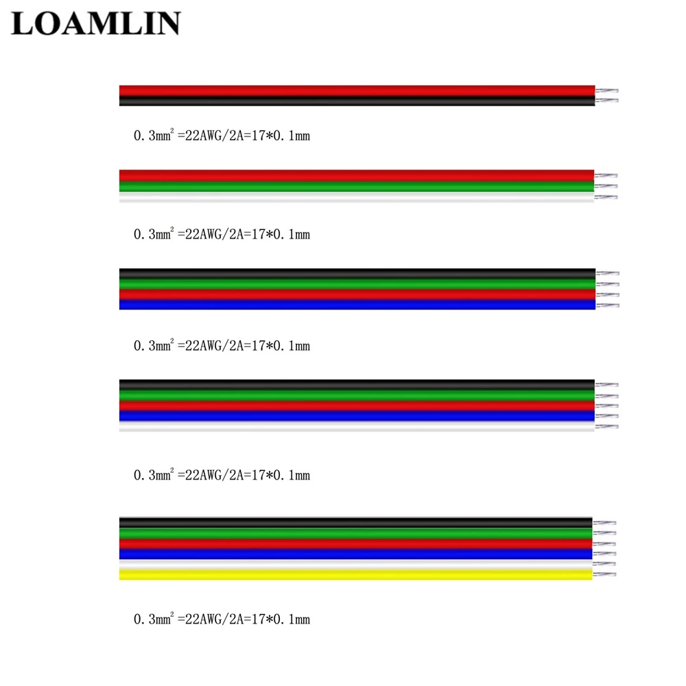 22AWG светодиодный провод кабель 2Pin/3Pin/4Pin/5Pin для WS2812B WS2811 5050 2835 5730 прокладки СИД светильник