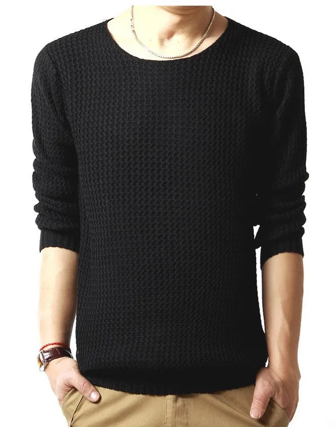 Мужские свитера модная брендовая одежда высокого качества пуловер и свитер для мужчин повседневные трикотажные свитера с круглым вырезом - Цвет: Black