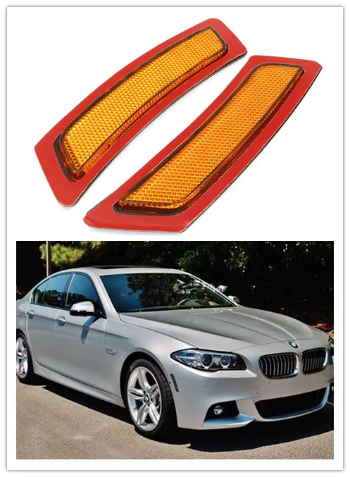 

One pair of 2PCS For BMW 5 Series F10 11-14 Front Bumper Reflectors Side Marker Light Yellow Front Bumper Reflector Side Marker