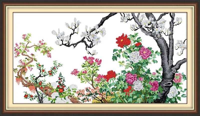

Flower blooming (2) Printed on Canvas DMC Counted Chinese Cross Stitch Kits printed Cross-stitch set Embroidery Needlework
