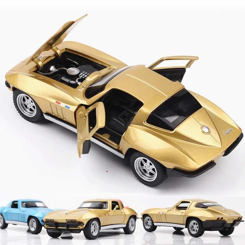 1/32 масштаб Форсаж 8 Chevrolet Corvette C2 литая Тяговая машина подарки для детей|Наземный
