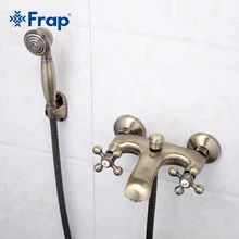 Frap Ретро стиль античная бронза для ванной кран двойной ручкой Душ кран холодной и горячей воды смеситель F3019-4