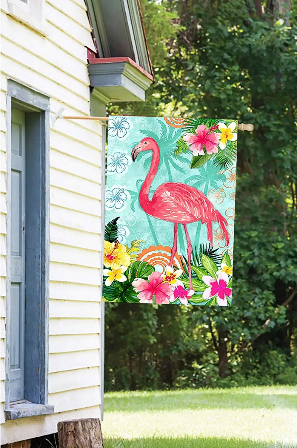 Flamingo And Tropical Plants Garden Flag Double Sided House Decor