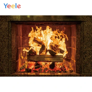 

Yeele Fireplace Flame Wood Room Painting Party Decor Photography Backdrop Personalized Photographic Backgrounds For Photo Studio
