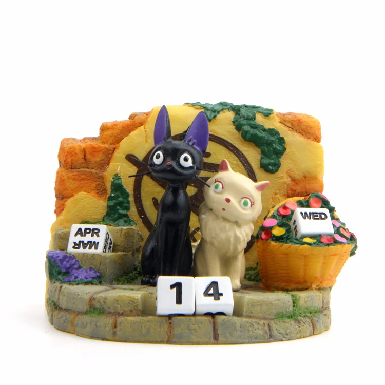 

Couple Jiji Cat Calendar Action Figure Toy Studio Ghibli Model Collectible Toy Resin Kiki's Delivery Service Jiji Cat Home Decor