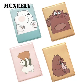 

New Design Bear Pattern Travel Passport Holder Card Case High Quality Cute Leather Protector Cover Passport Cover for Girls Men