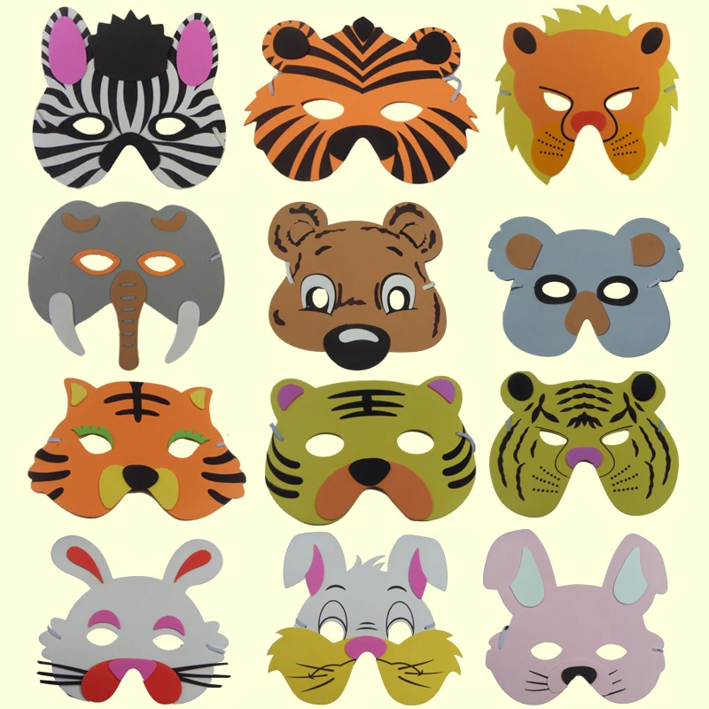 

12pcs/set wholesale 60styles KIDS jungle ANIMAL MASK FOAM EVA FANCY DRESS PINNATA LOOT PARTY BAG FILLERS TOYS