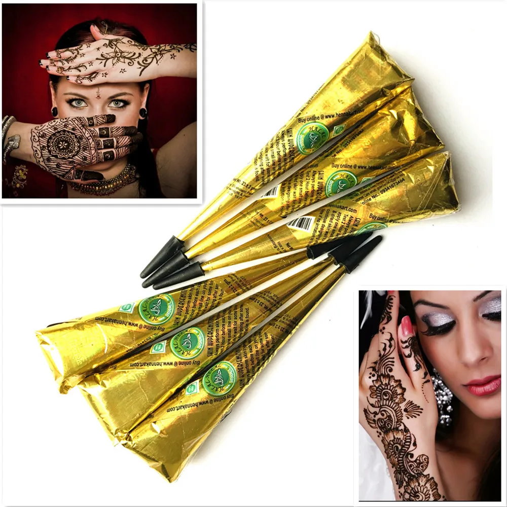 6 шт./лот черная паста Henna Mehndi водостойкая временная краска для ручной работы