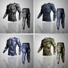 

men's sportswear rash guard MMA Men's camouflage clothing compression sport leggings t-shirt jogging training men's clothing