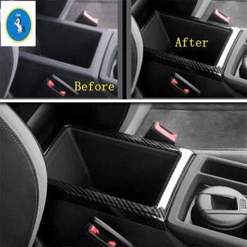 

Yimaautotrims Auto Accessory Front Center Container Storage Box Frame Cover Kit Carbon Fiber ABS Fit For Audi Q3 2019 2020