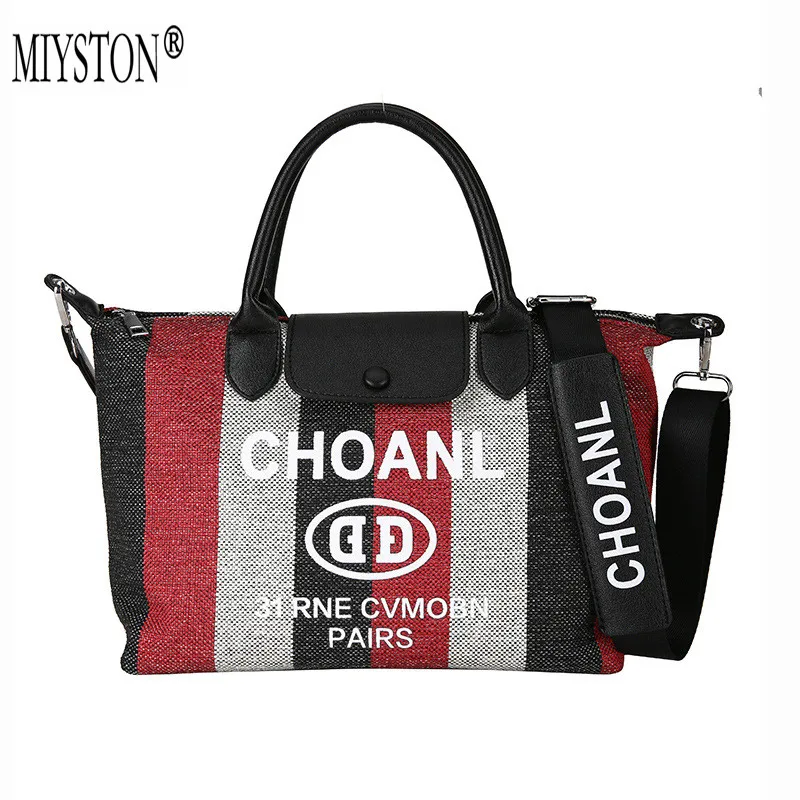 

Women Canvas Shoulder Bag Designer Handbags Famous Brand Striped Tote Bag Luxury Women Fashion Leather Messenger Bags channel gg