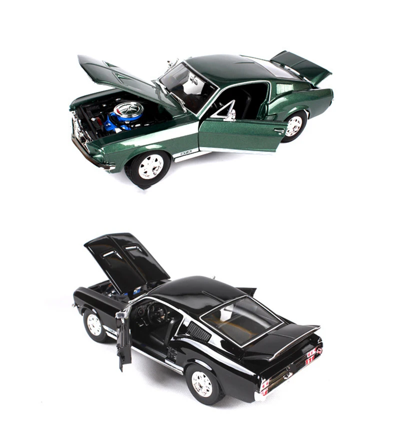 Детская Модель автомобиля игрушки 1/18 масштаб 1967 GTA Fastback мышечные модели черный/зеленый детские подарки для мальчиков коллекции