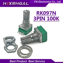 5PCS RK097N 100K single linked potentiometer B100K with a switch audio 3pin shaft 15mm amplifier sealing potentiometer