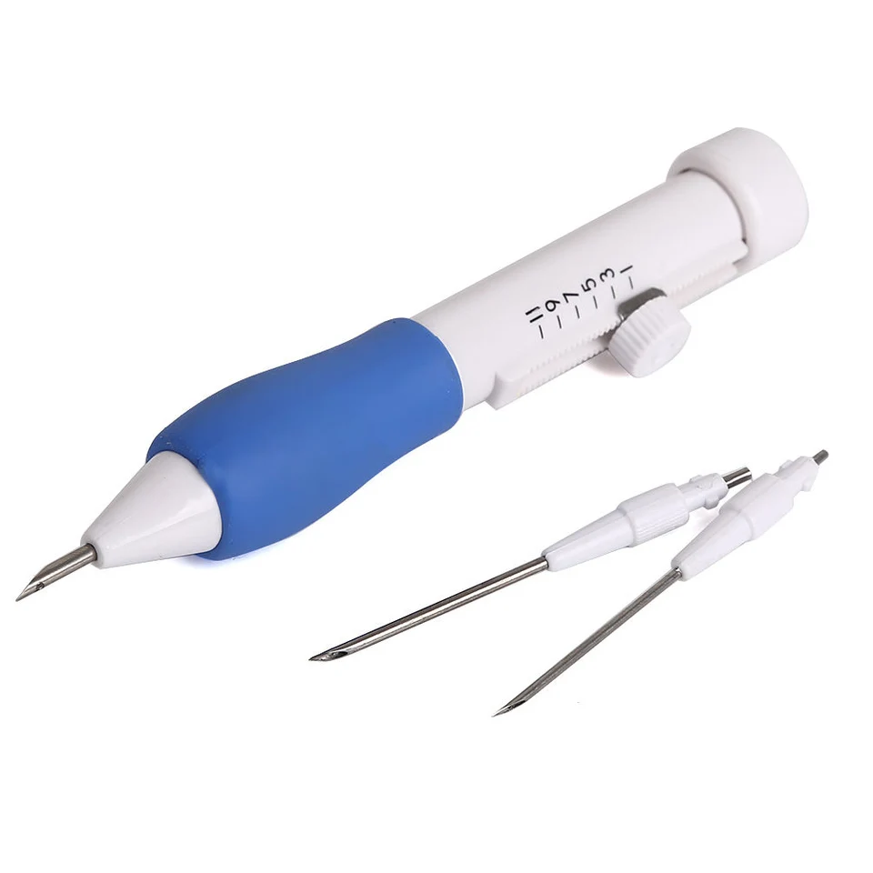 WElinks Embroidery Hoop Stitching Punch Needle Pen Sets DIY Craft Sewing Tool DIY Embroidery Pen Needle Set Thread Punch Stitching Knitting Kit Sewing Embroidery Cross Stitch Accessories A