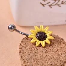 Gofuly Топ бренд цветок подсолнуха хирургическое стальное кольцо пупка пирсинг тела Лучший милый свадебный красивый еврей