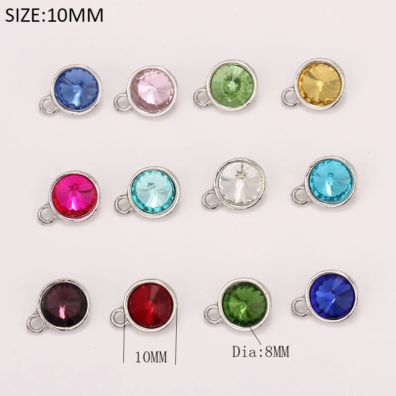 

2019 Expandable Wire Ring Bangle 10MM Crystal Rhinestone Birthstone Charm Pendant Mix 12 Colors X 5 Pcs Each Color Pendant