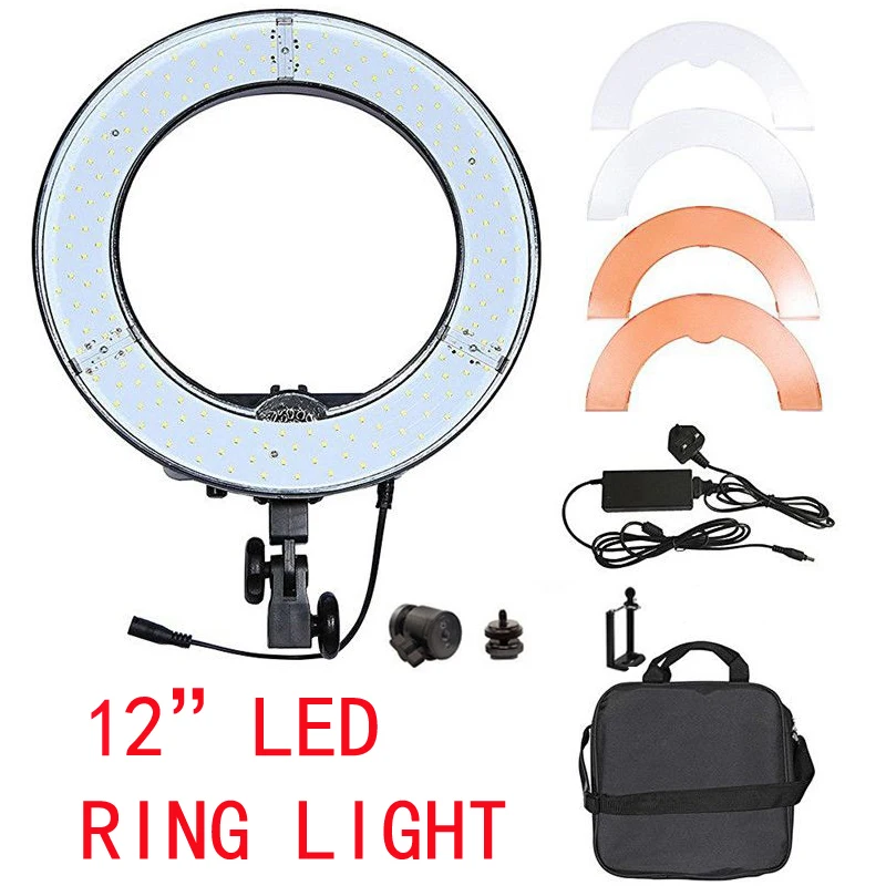 

Photography Lighting RL-12 12" 180 LED Camera Ring Light Video Photo phone Panel Lamp CRI 83+ Color 5500K Dimmable Studio