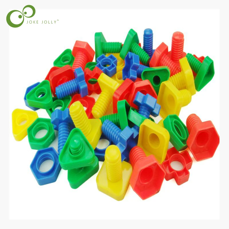 

3 set Screw building blocks plastic insert blocks nut shape toys for kids Educational Toys montessori scale models WYQ