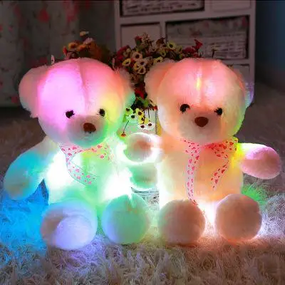 50 см креативный светильник, подушка, светящийся плюшевый мишка и музыка, мягкие животные, светодиодный плюшевый цветной плюшевый мишка, рождественский подарок для девочки - Цвет: Glow Bear