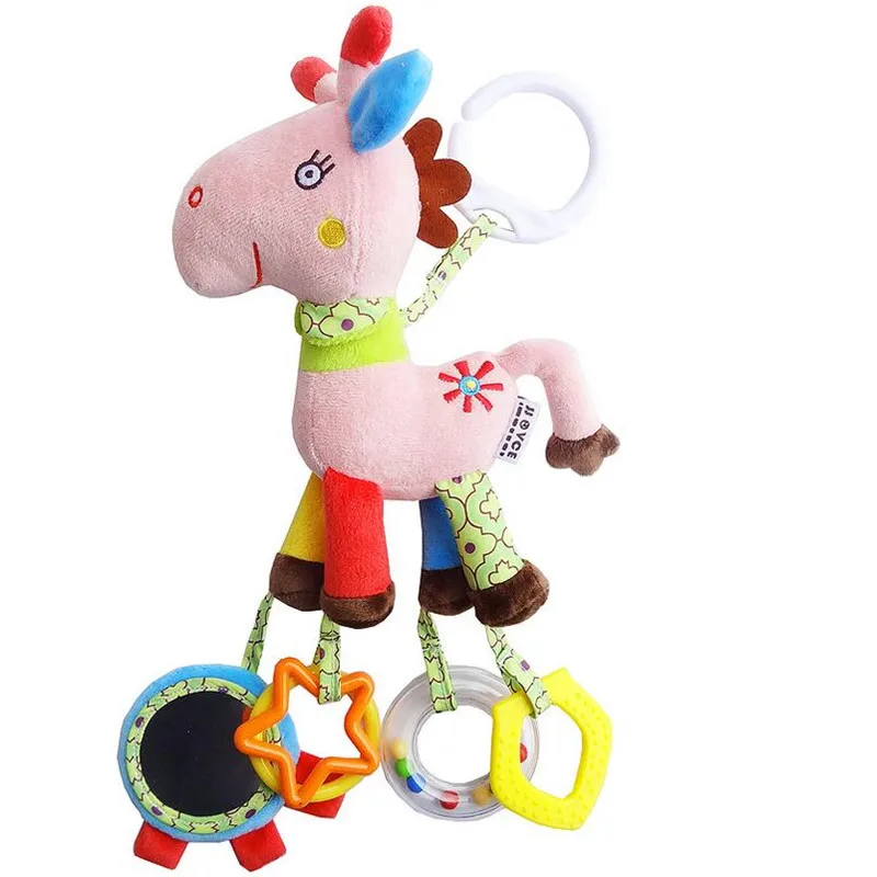 

Infant animal Crib Mobile stroller Hanging soft Stuffed plush toys Cute Owl Elephant Bear Rattles with teether for baby gift