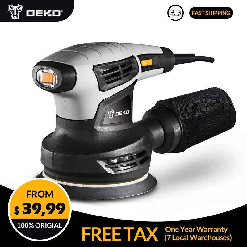 

DEKO QD6206R 280W Random Orbit Sander with 15 Sheets of sandpaper Dust exhaust and Hybrid dust canister