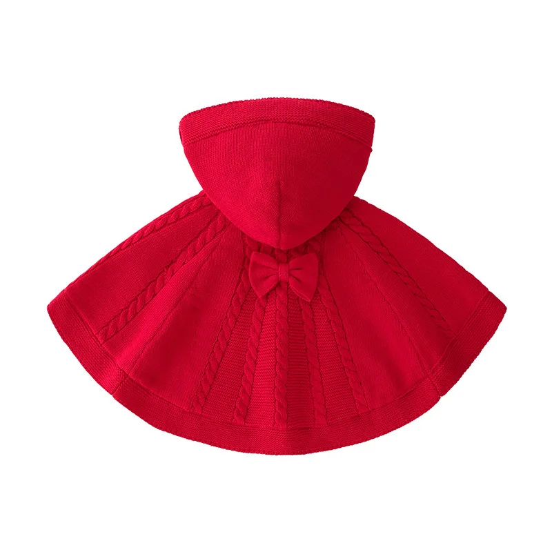 Roupas da Menina do Bebê Camisola com Capuz Vermelho com Arco para Crianças da Criança Iyeal Crianças Recém-nascidos Algodão Quente Veludo Malha Manto Meninas 6 Jaquetas e casacos
