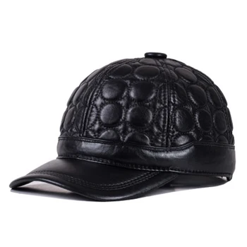 

Brand New 2020 Genuine Leather Male Baseball Caps Man Casual Outdoor Plaid Circle Embroidered Real Skin Golf Adjustable Dome Hat